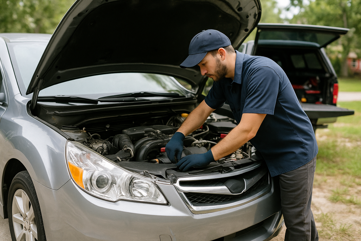 Mobile mechanic working on a vehicle in Palm Coast Florida